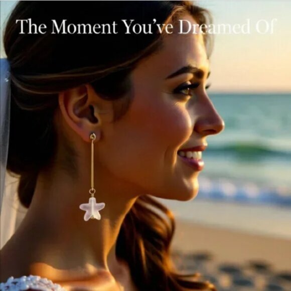 BOHO CHIC Jewelry - Sexy Beach Wedding Starfish Earrings • Frosted Glass Sea Star • Coastal Bridal